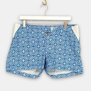 GAP Maternity 4" Chino Shorts Inset Panels Geometric Blue Tile size 6 R